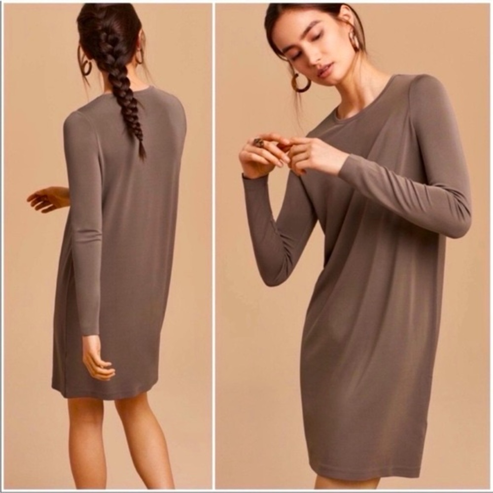 Wilfred Aritzia Metonymie Long Sleeve Lightweight Taupe Dress